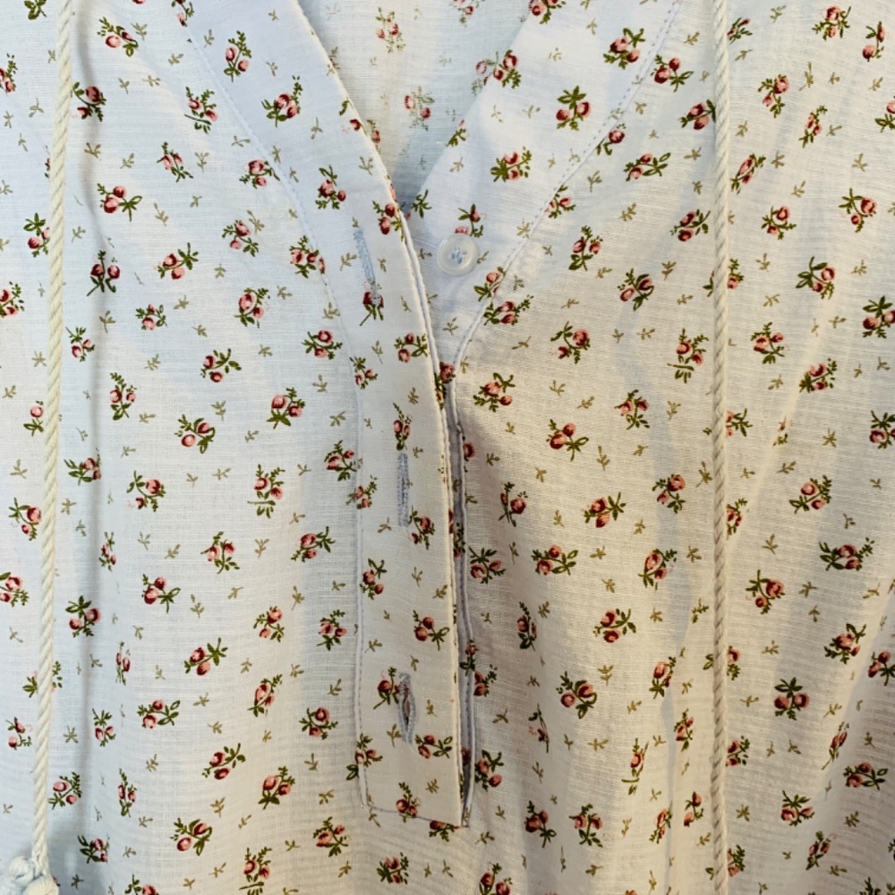 Rochelle Behrens The Shirt Blue Ditsy Floral Small Tiered Sleeve Boho Prairie - Picture 7 of 15